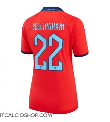 Inghilterra Jude Bellingham #22 Seconda Maglia Femmina Mondiali 2022 Manica Corta